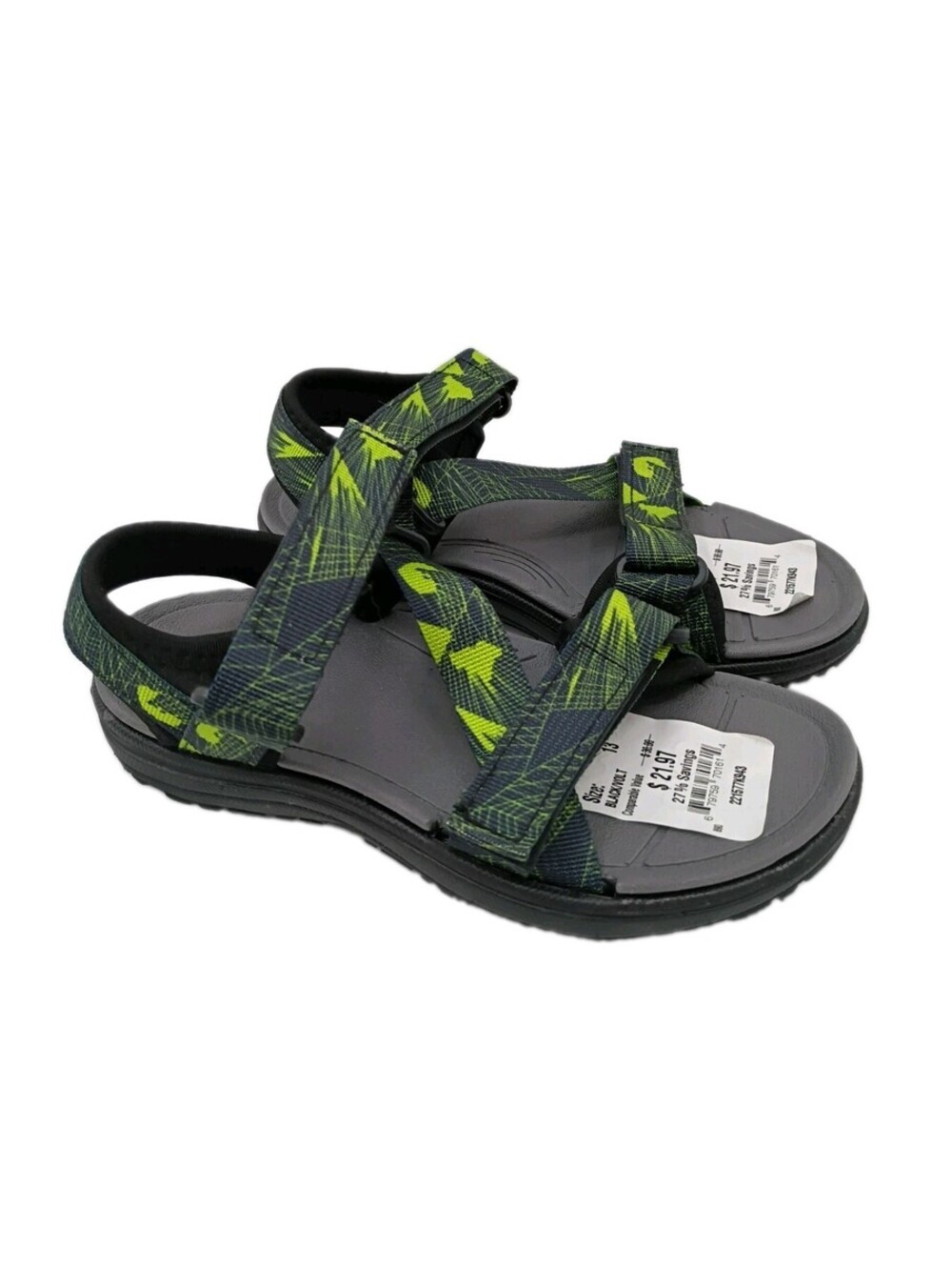 Northside Bayview Sandels Boys 13 Black Volt Open Toe Sport  Hook & Loop Casual